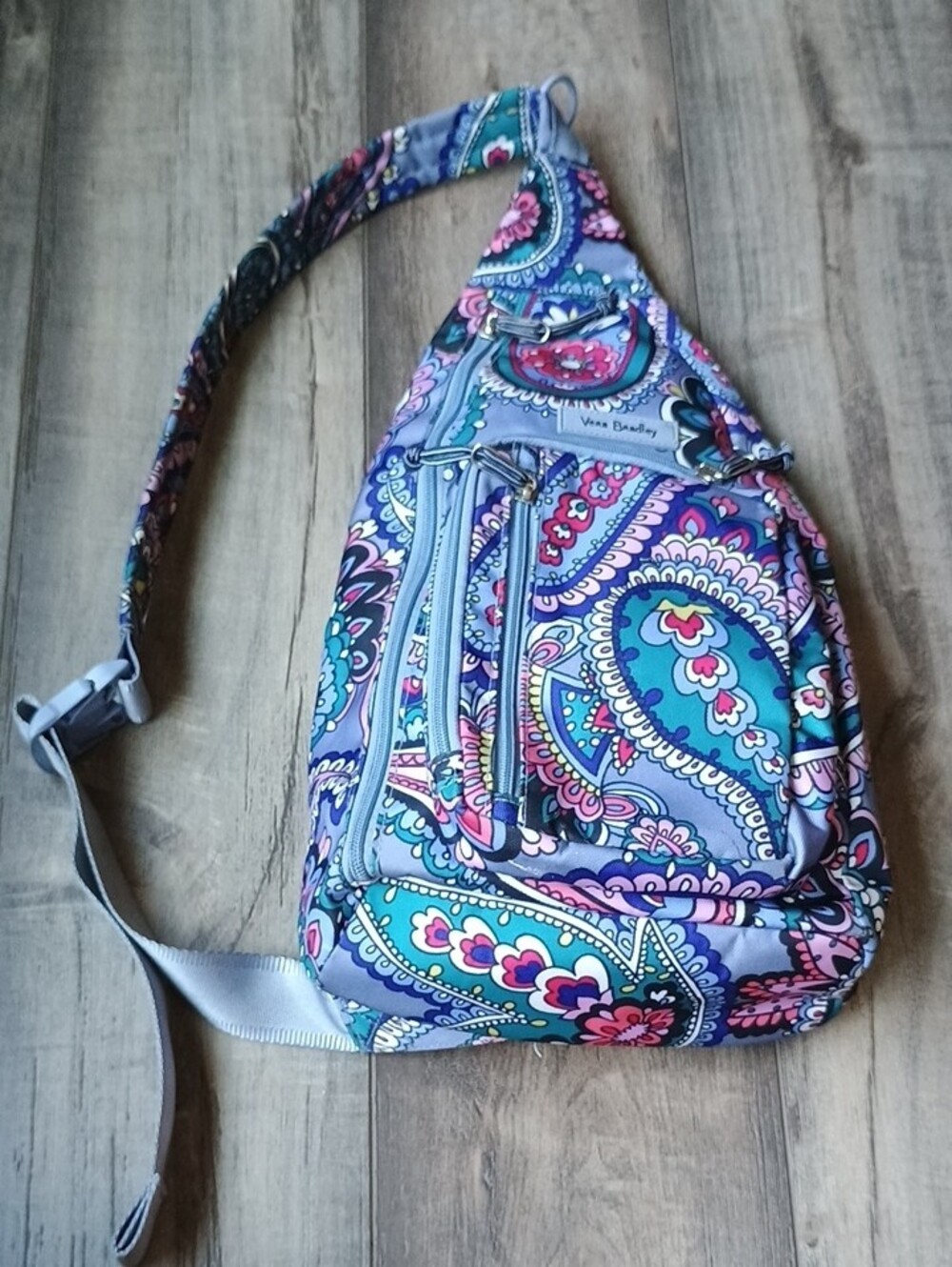 Vera Bradley Purple Teal Paisley Crossbody Sling Bag - Picture 11 of 11